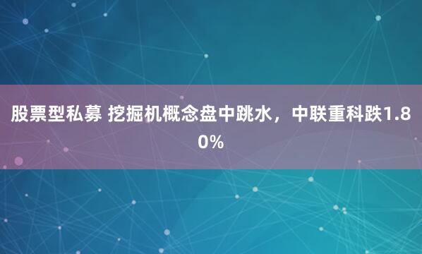股票型私募 挖掘機(jī)概念盤中跳水，中聯(lián)重科跌1.80%